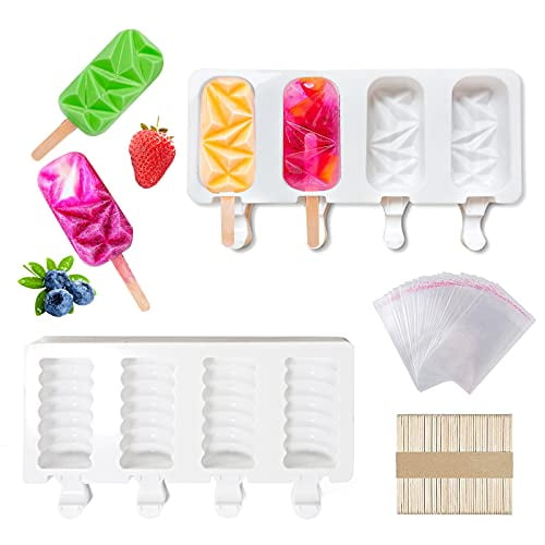 8Cell Silicone Ice Cream Mold Juice Popsicle Maker Ice Lolly Mould Wooden Stick 